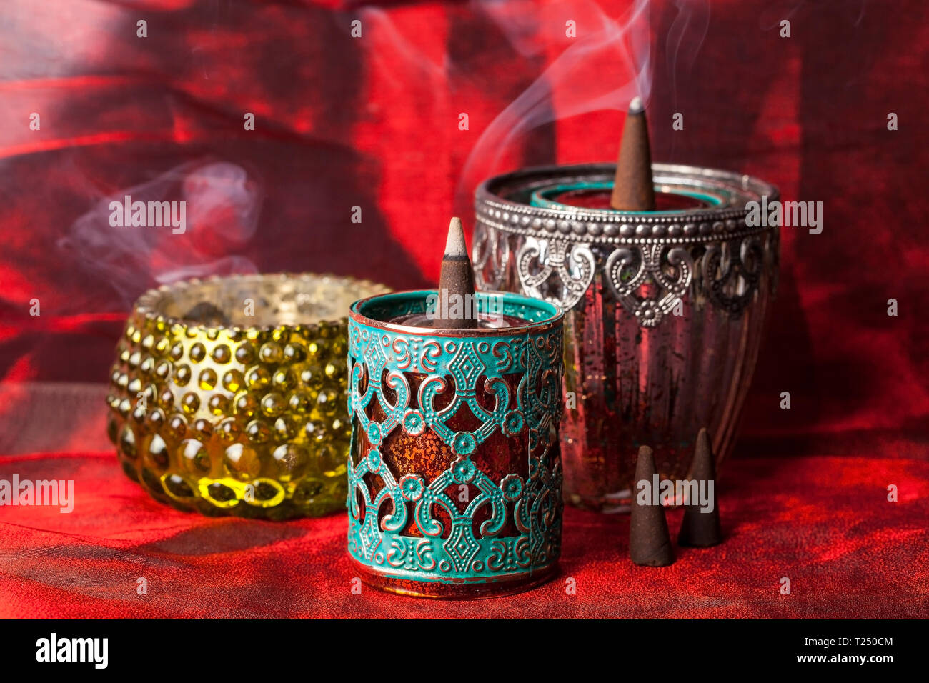 Burning aromatic incense cones Stock Photo Alamy
