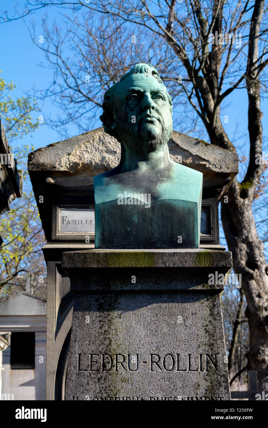 A bust of Alexandre Auguste Ledru-Rollin, a French politician at pere lachaise cemetery, Paris, France Stock Photo