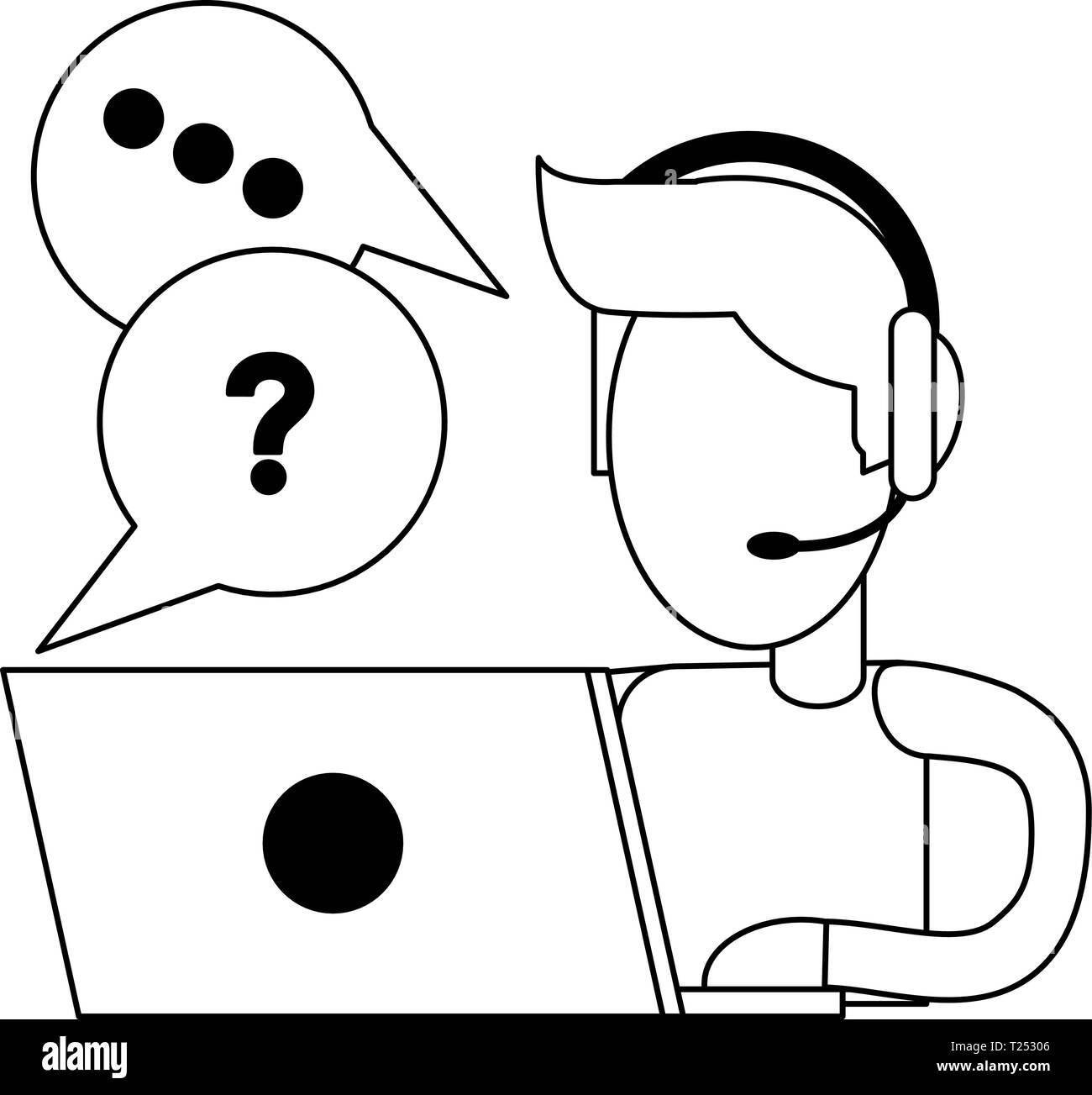 Call center customer service black and white Stock Vector Image & Art ...