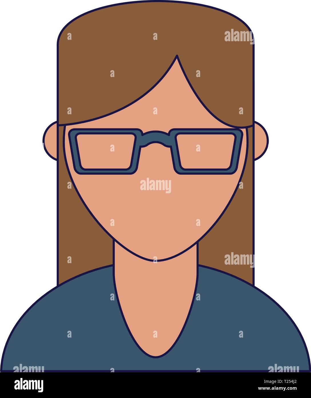 Woman with glasses avatar profile blue lines Stock Vector Image & Art ...