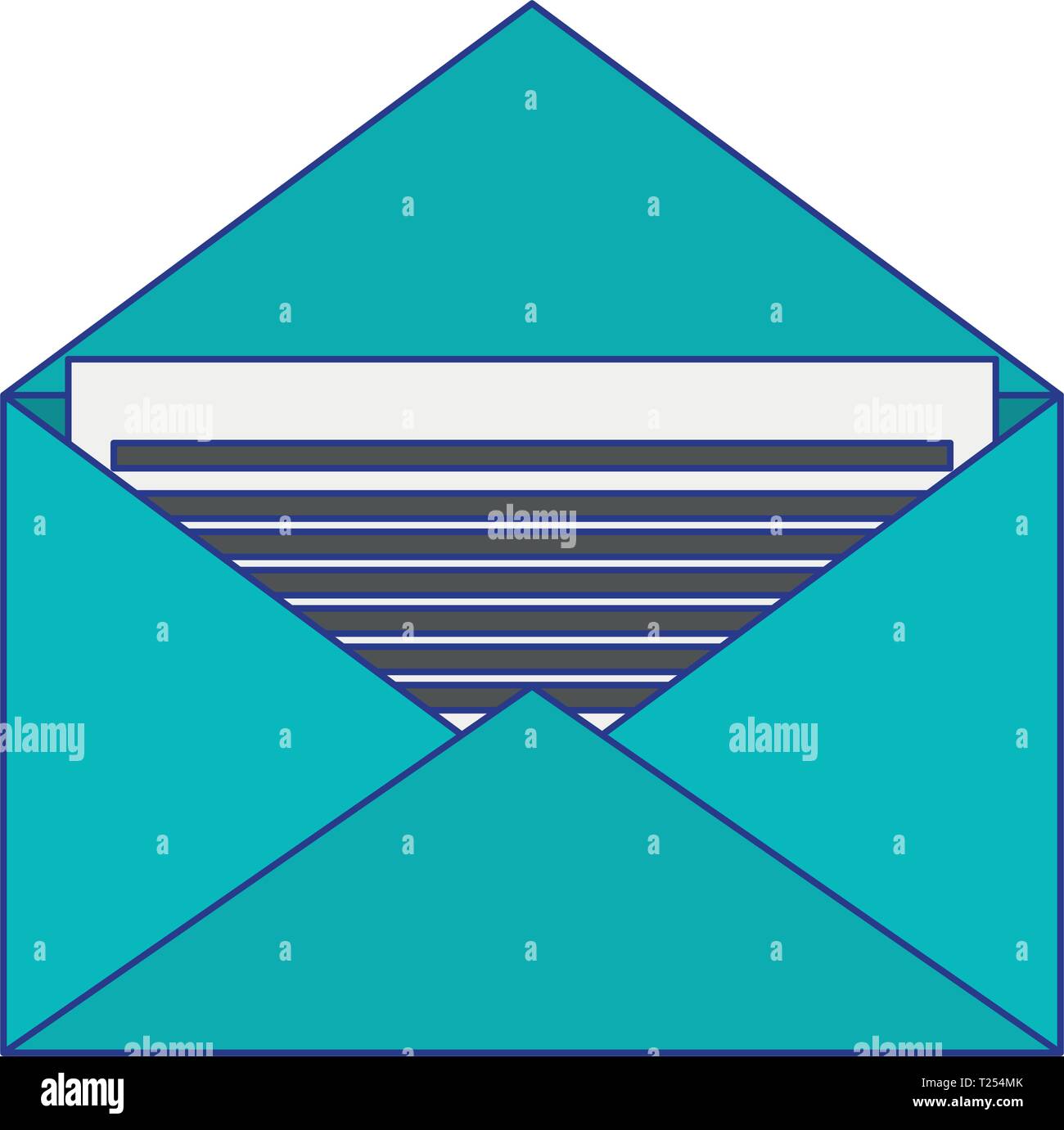 Envelope open with letter symbol blue lines Stock Vector Image & Art