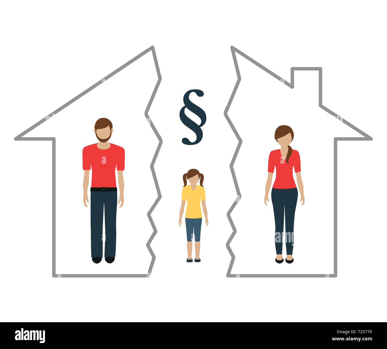 divorce and separation of property family with a child vector illustration EPS10 Stock Vector