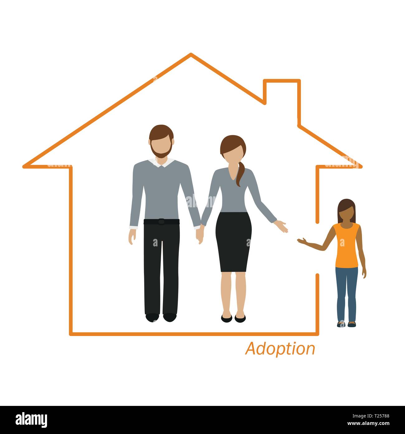 adoption of a girl family in a house vector illustration EPS10 Stock Vector