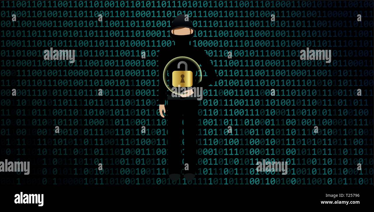 hacker cracks secure digital data connection binary code background vector illustration EPS10 Stock Vector