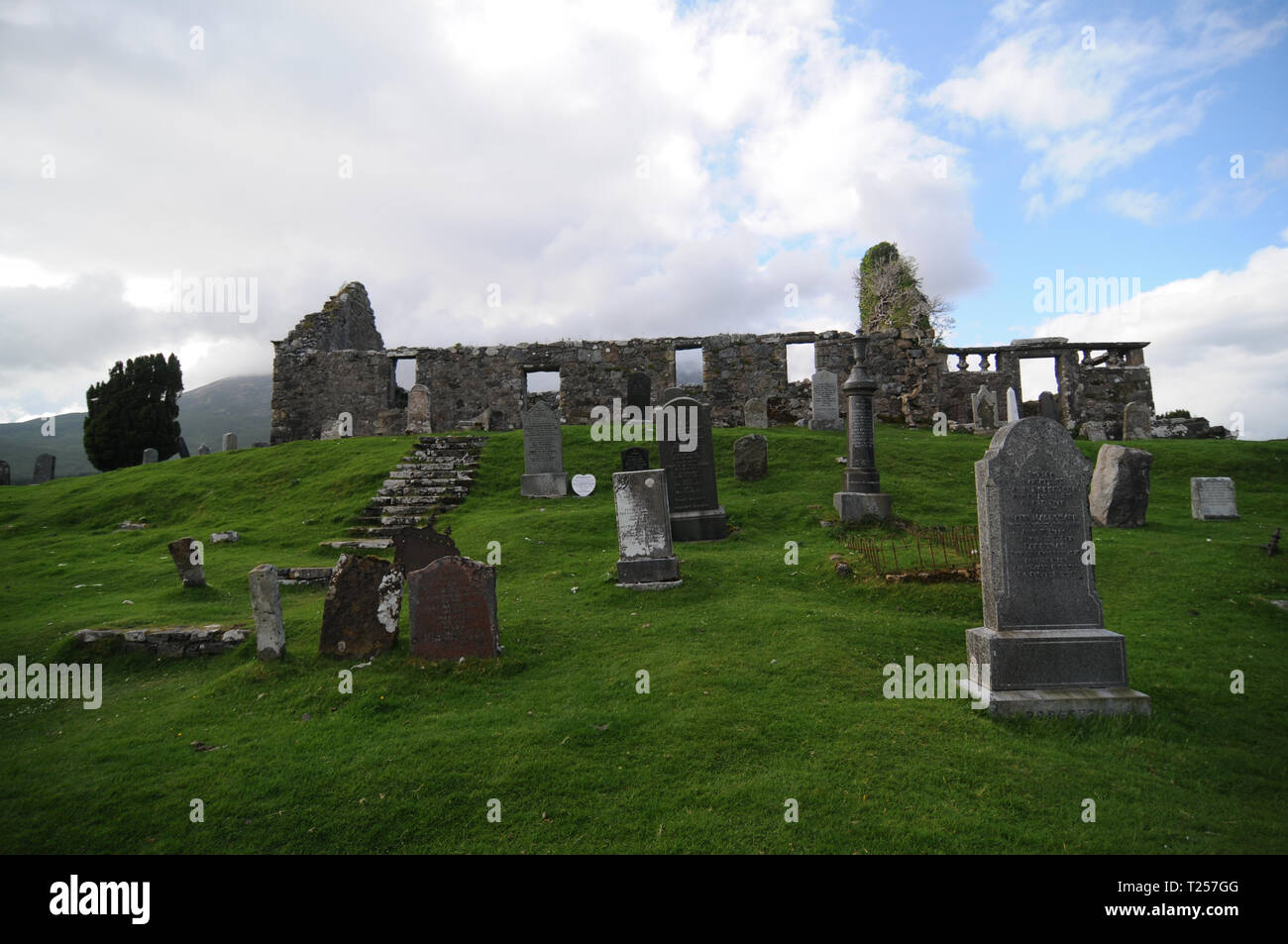 The beautiful ruins of the historic Cill Chriosd Church on the Isle of Skye in Scotland Stock Photo