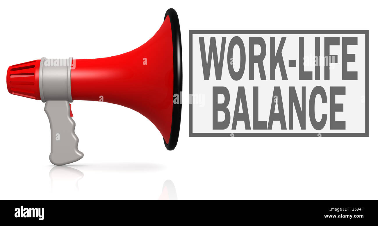 Work-life balance word with red megaphone isolated on white, 3D ...