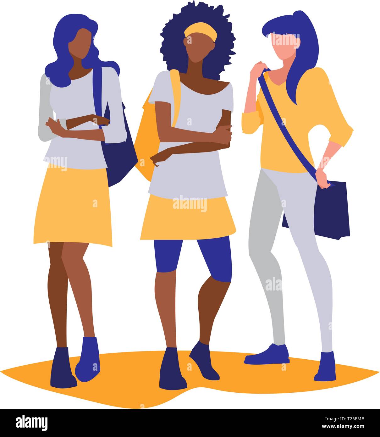 Student Model Making Vector young girls students modeling vector illustration design Stock Vector ...