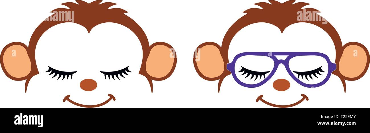 Two cool illustrations of monkey face. Stock Vector