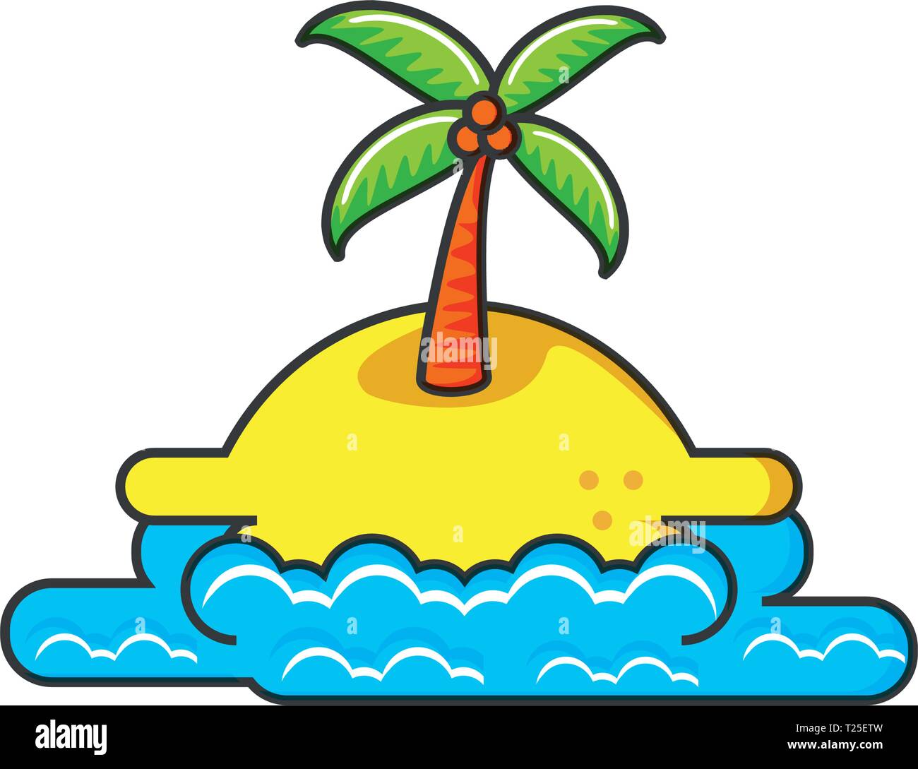 seascape beach with palms vector illustration design Stock Vector Image ...