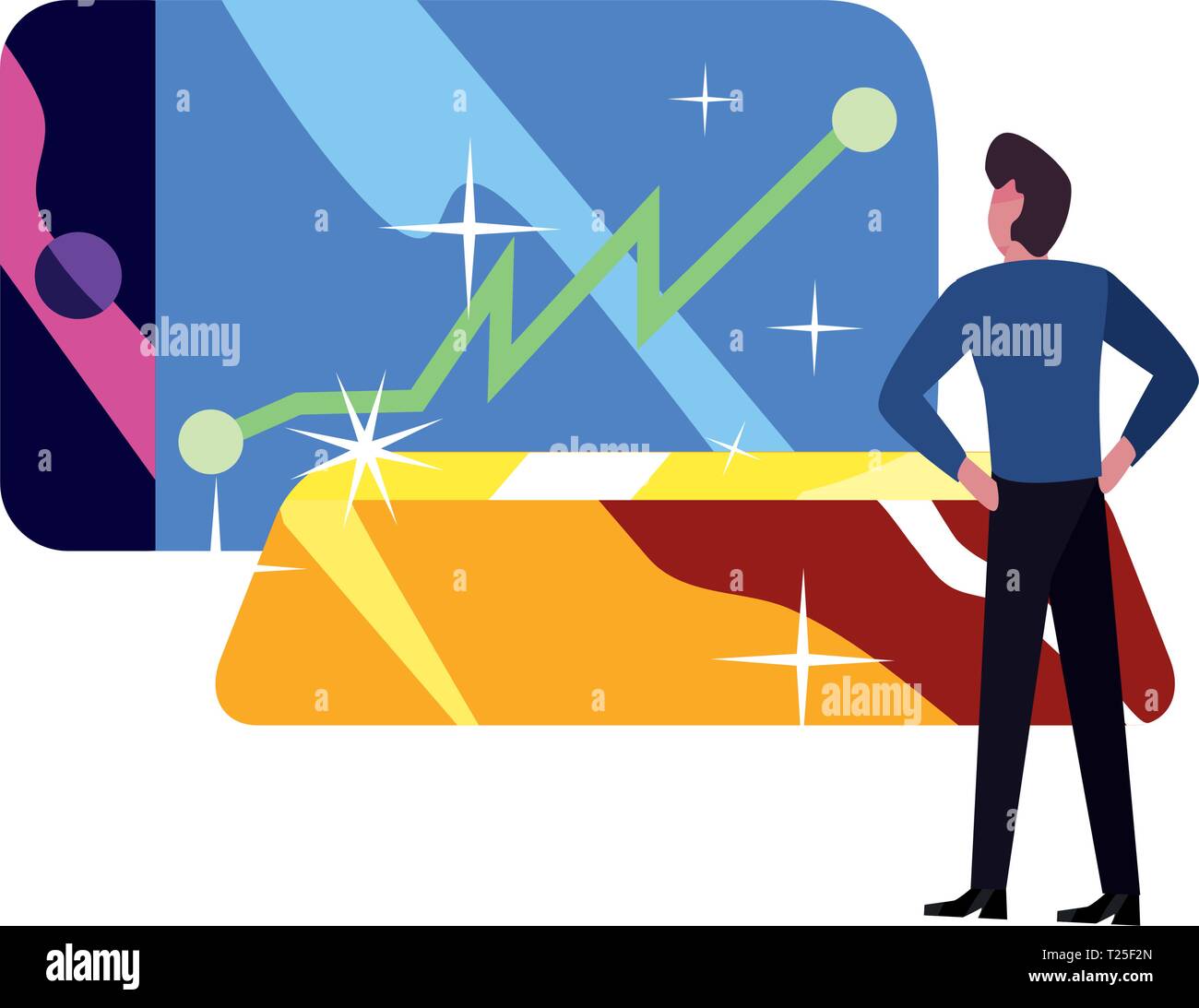 businessman cellphone gold bar bank vector illustration vector ...