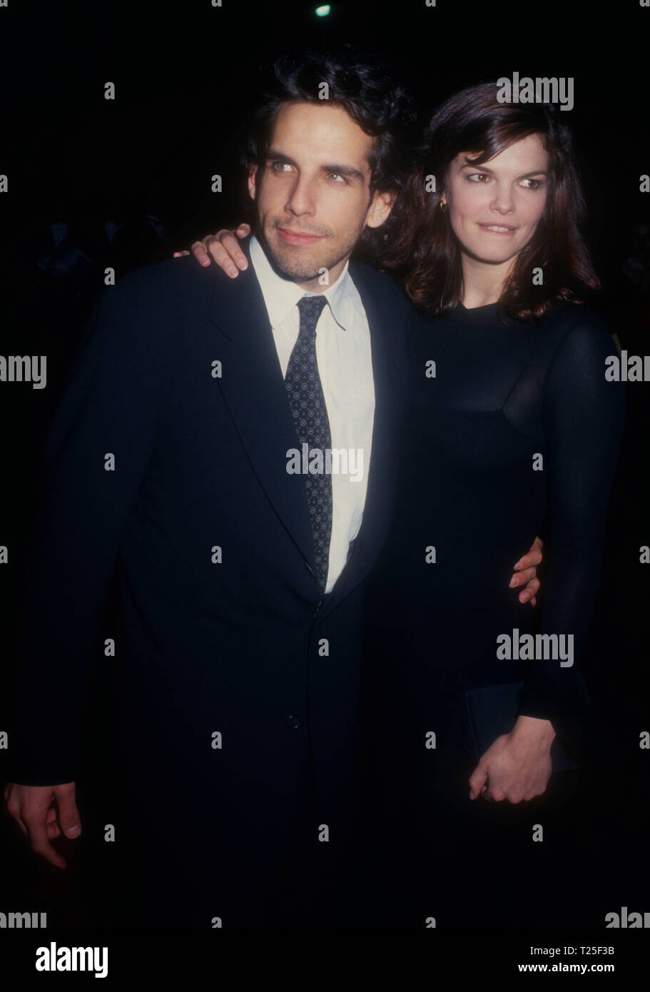 CULVER CITY, CA - MARCH 8: Actor Ben Stiller and actress Jeanne Tripplehorn  attend the 20th Annual People's Choice Awards on March 8, 1994 at Sony  Picture Studios in Culver City, California.