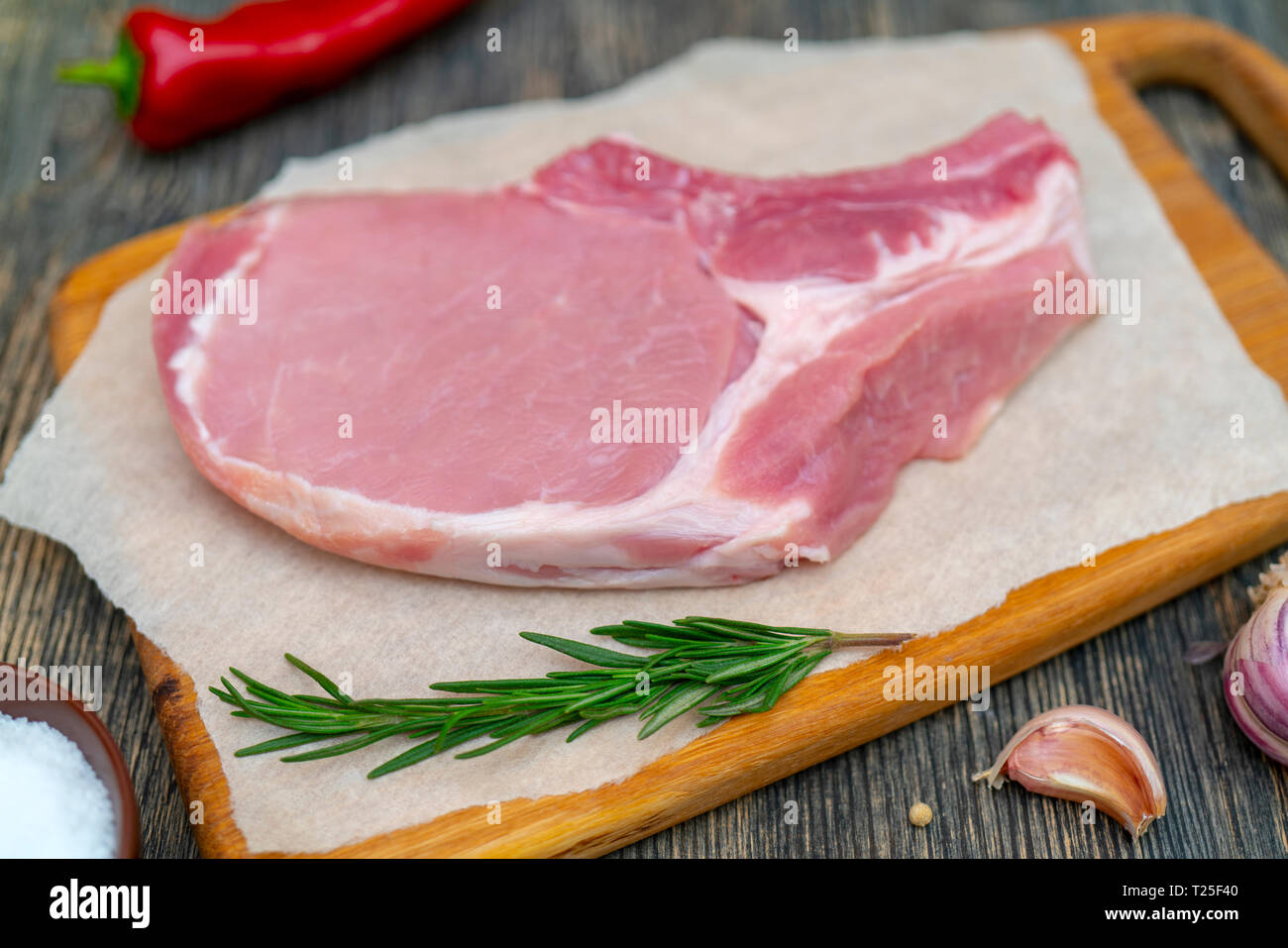 Raw pork steak Stock Photo Alamy