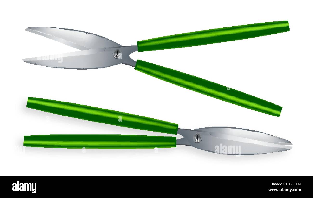 Scissor Vector. Metal Craft Object. 3D Realistic Scissor Icon. Garden