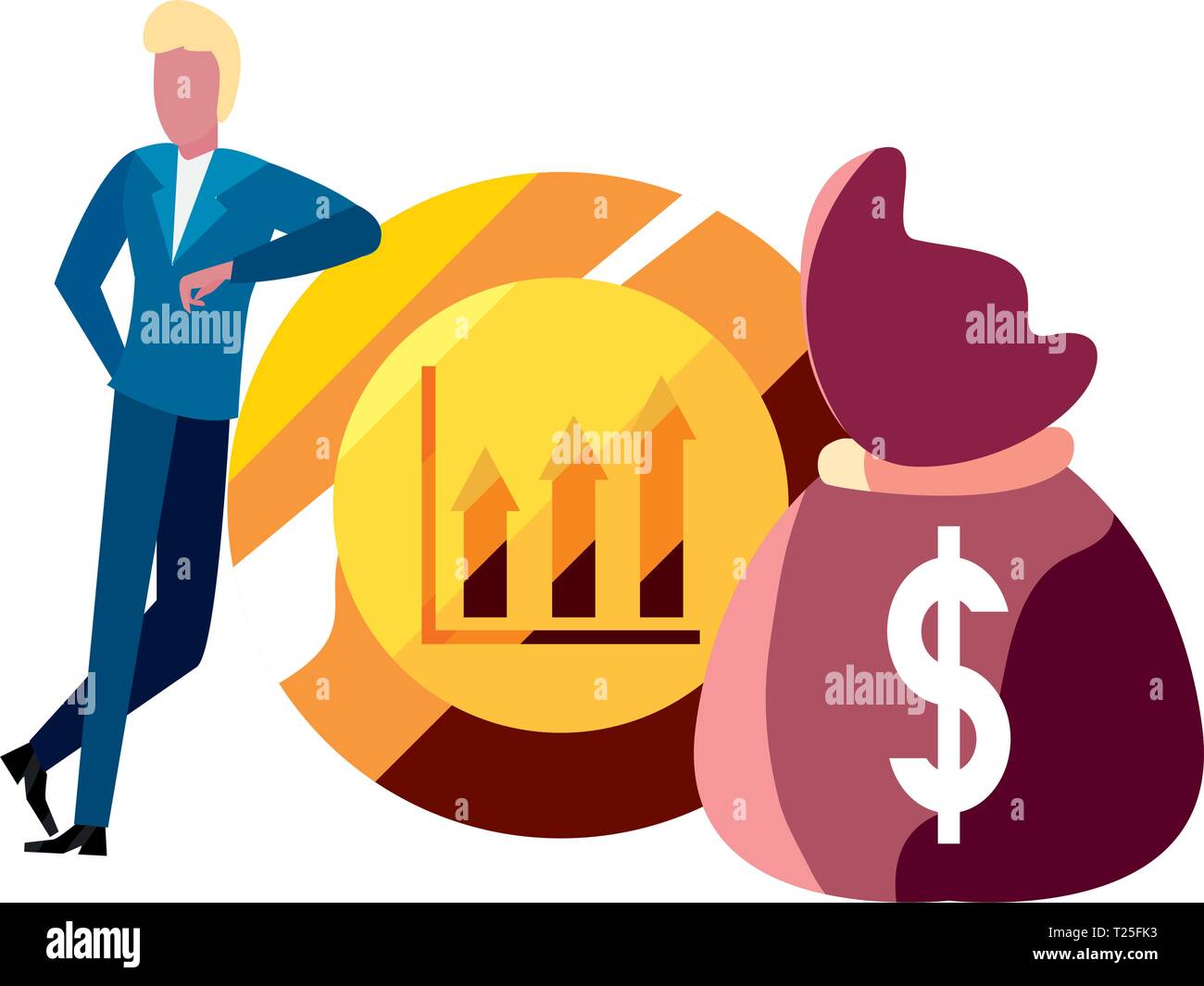 businessman money bag currency bank vector illustration vector ...
