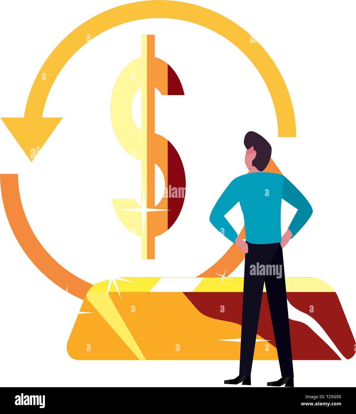 businessman money gold bar exchange bank vector illustration vector ...