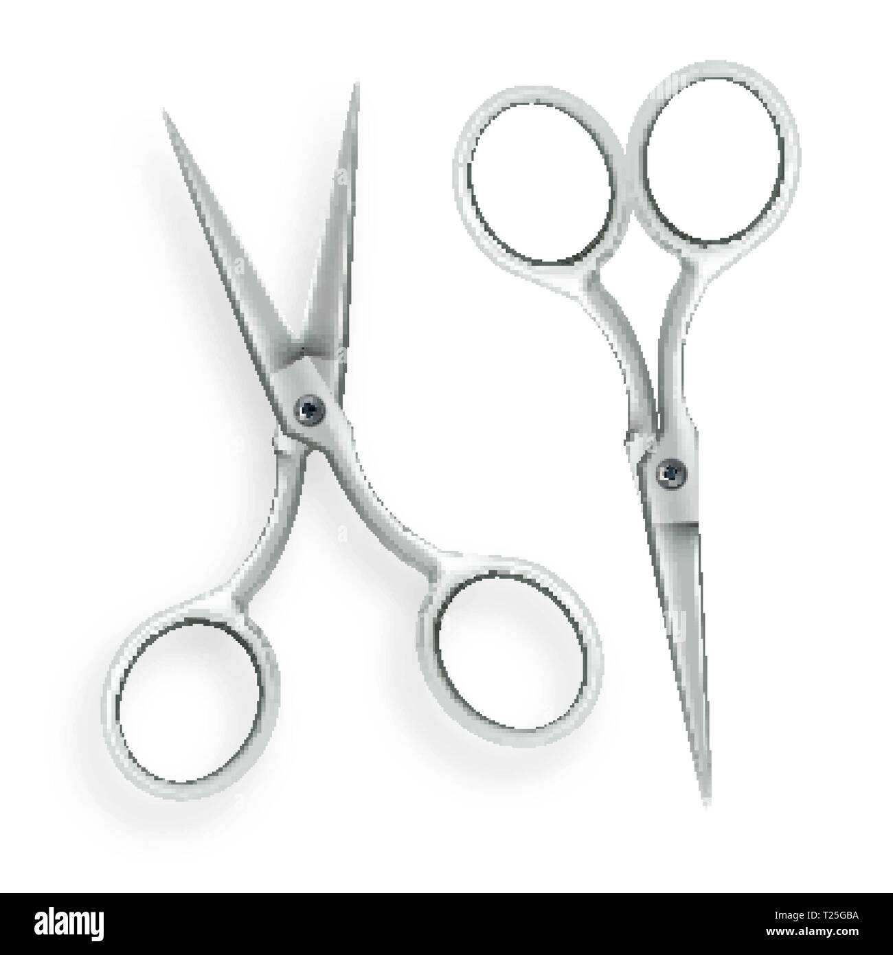 Scissor Vector 3d Realistic Metal Scissor Icon Opened And Closed
