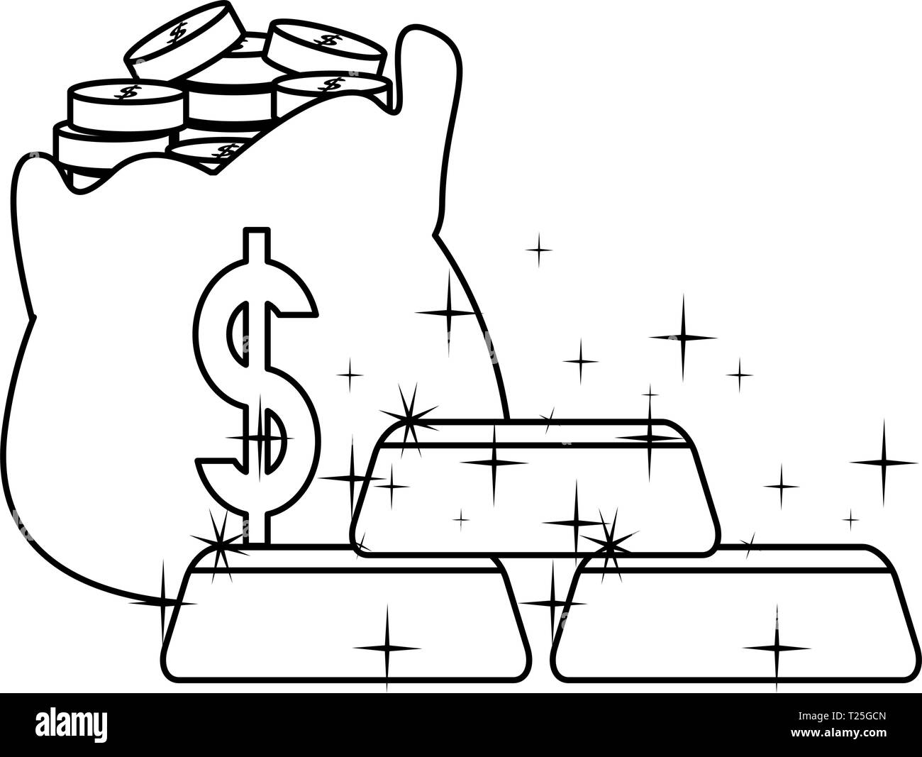 money bag dollar gold bars vector illustration Stock Vector Image & Art ...