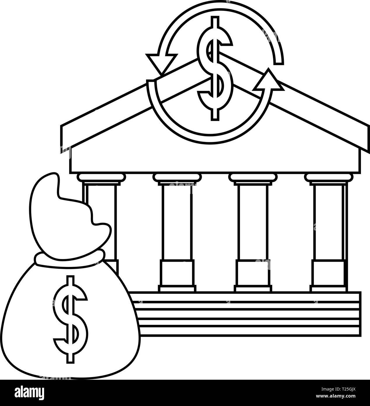 bank money bag exchange on white background vector illustration Stock