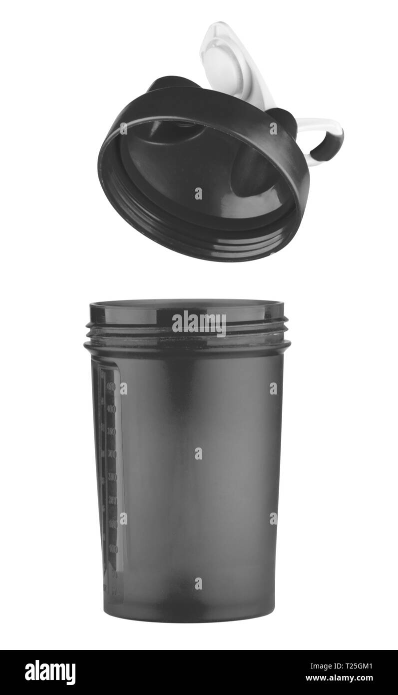 Black protein powder container with red lid Vector Image