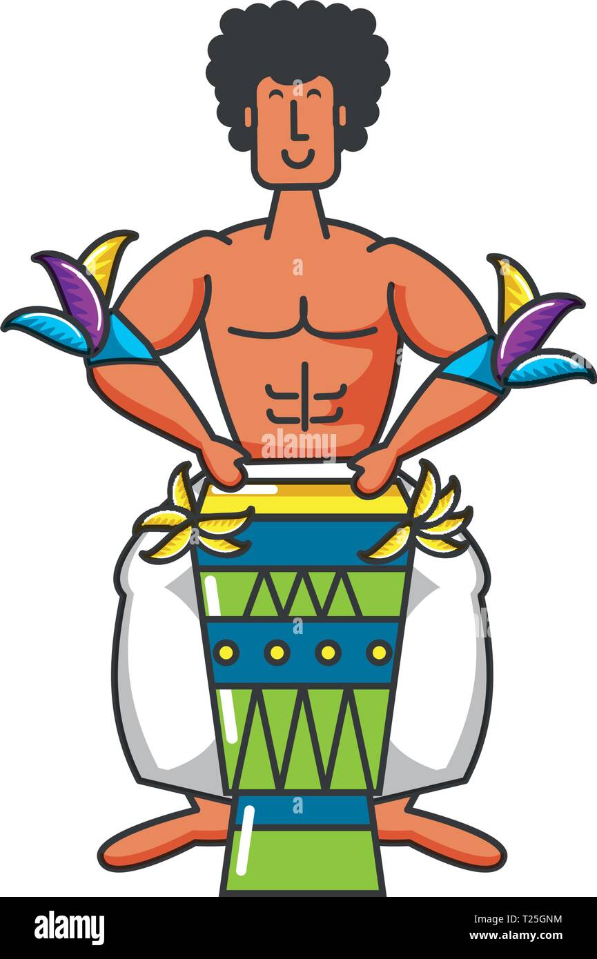man brazilian dancer with drum bongo vector illustration design Stock ...