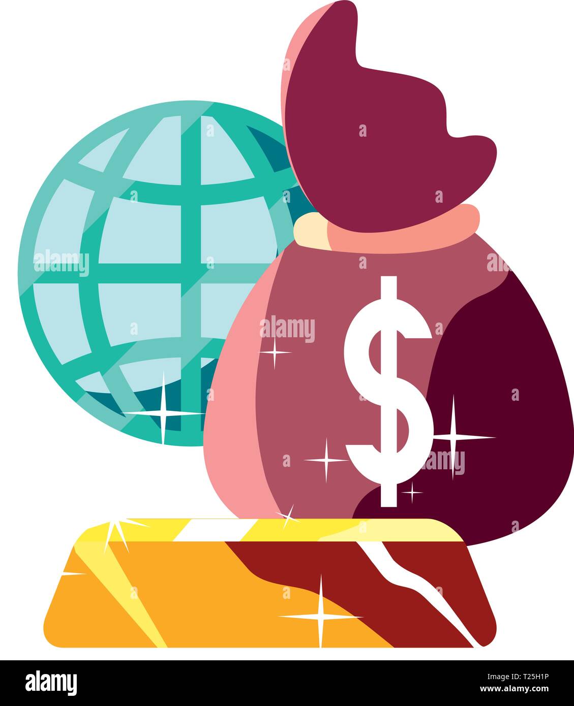 money bag gold bar world business vector illustration Stock Vector ...
