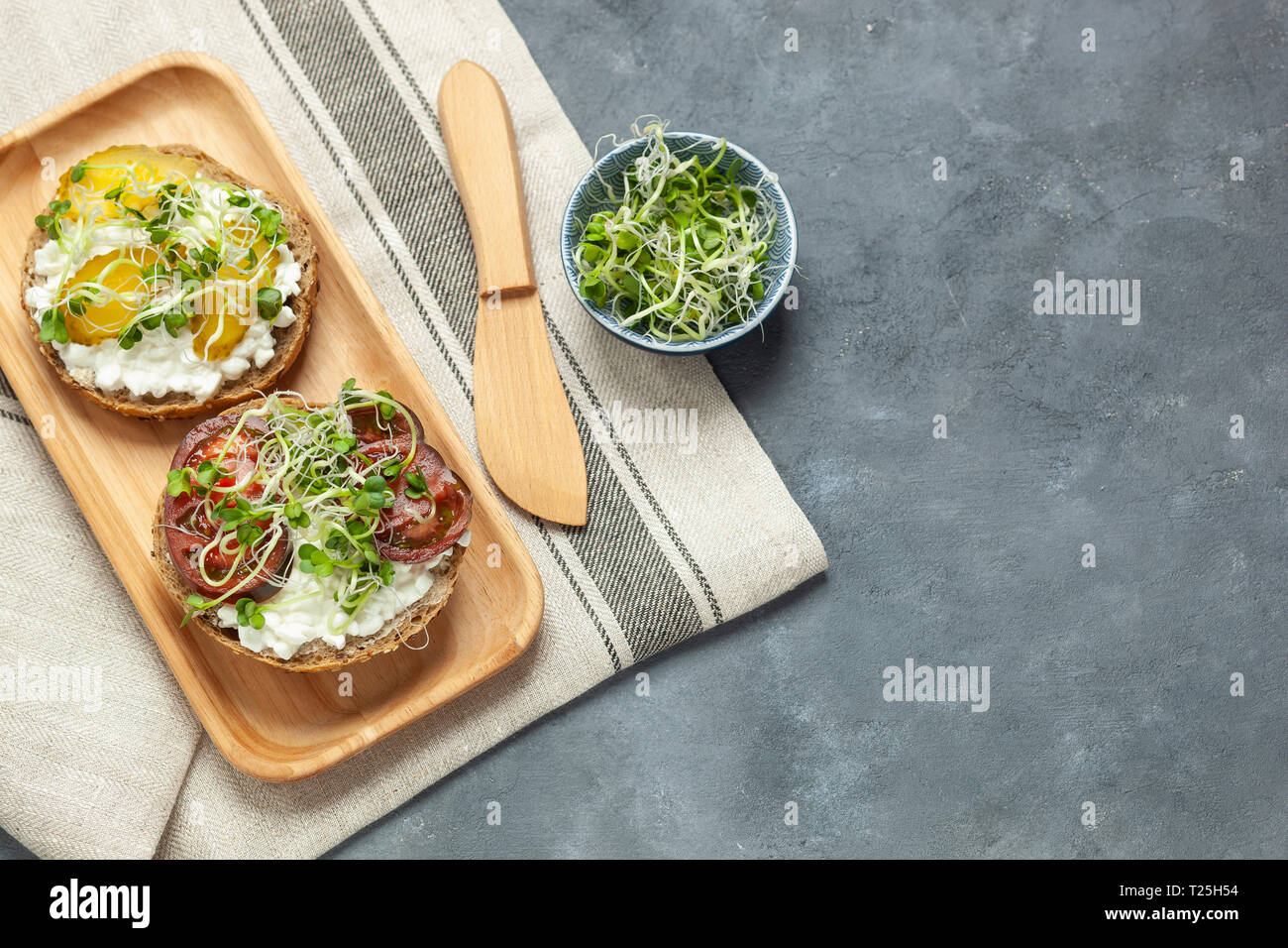 Sandwiches With Sprouts Chocolate Tomatoes Pickled Cucumbers And