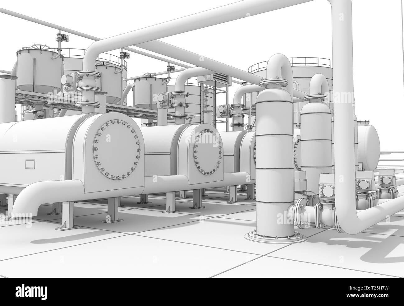 oil refinery, chemical production, waste processing plant, exterior