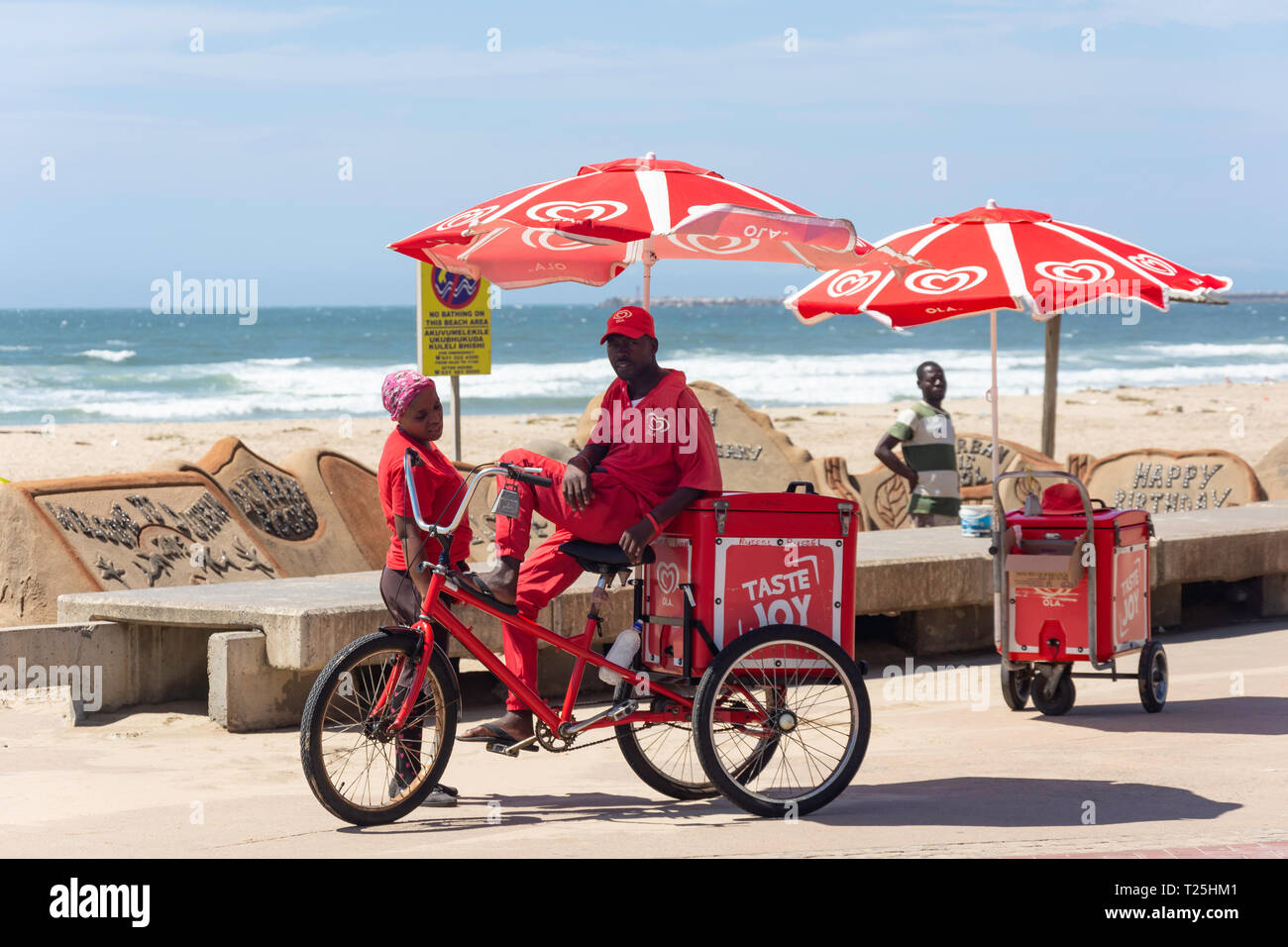 Ice-cream vendors on beach promenade, Snell Parade, Durban, KwaZulu-Natal, South Africa Stock Photo