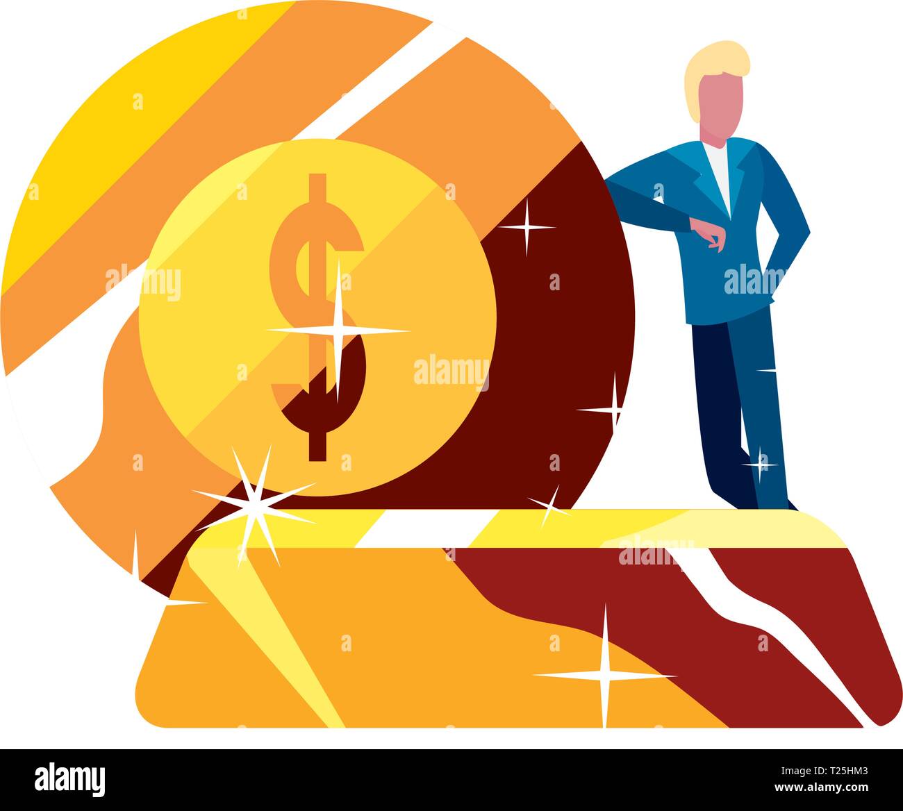 businessman money bank gold bar coin vector illustration Stock Vector ...