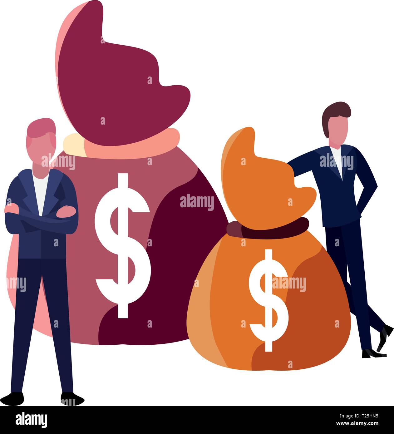 businessmen money bags investment bank vector illustration Stock Vector ...