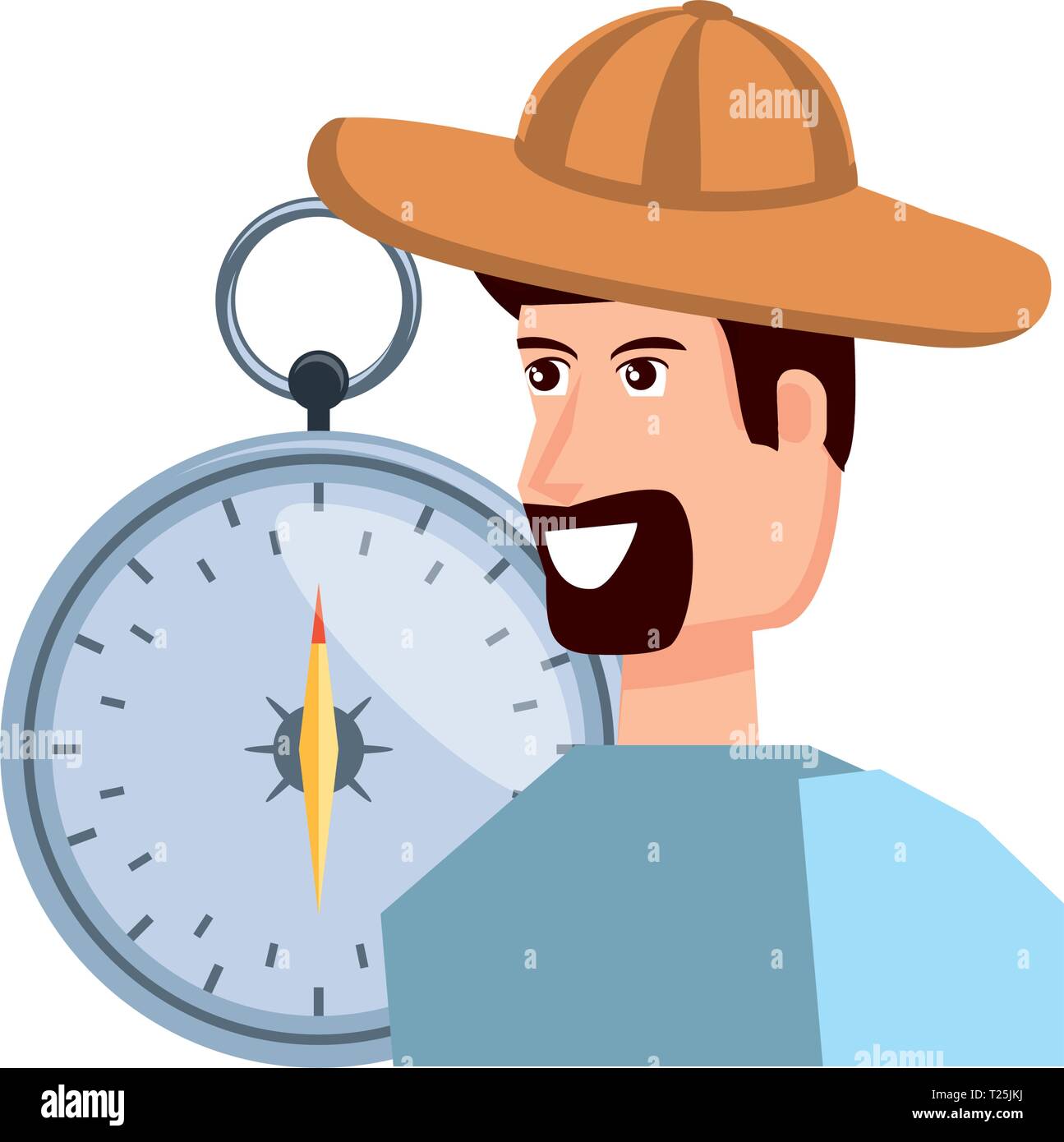 man with compass guide isolated icon vector illustration design Stock ...