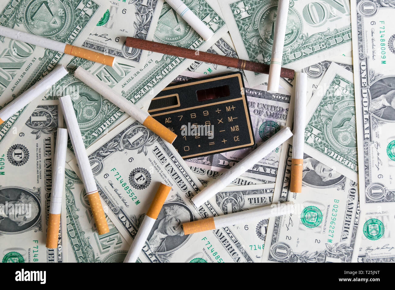 Rising prices for tobacco cigarettes, concept. High cigarette prices