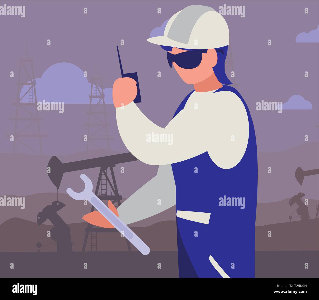 oil industry worker with tools avatar character vector illustration ...