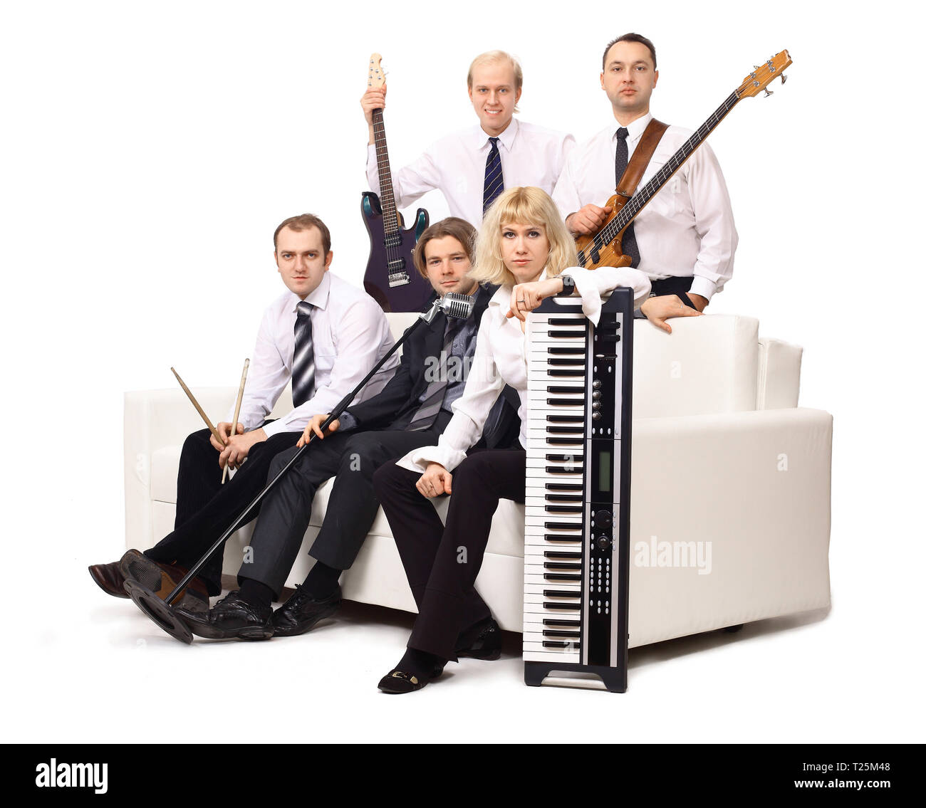 Band of musicians with instruments. isolated on white background Stock ...