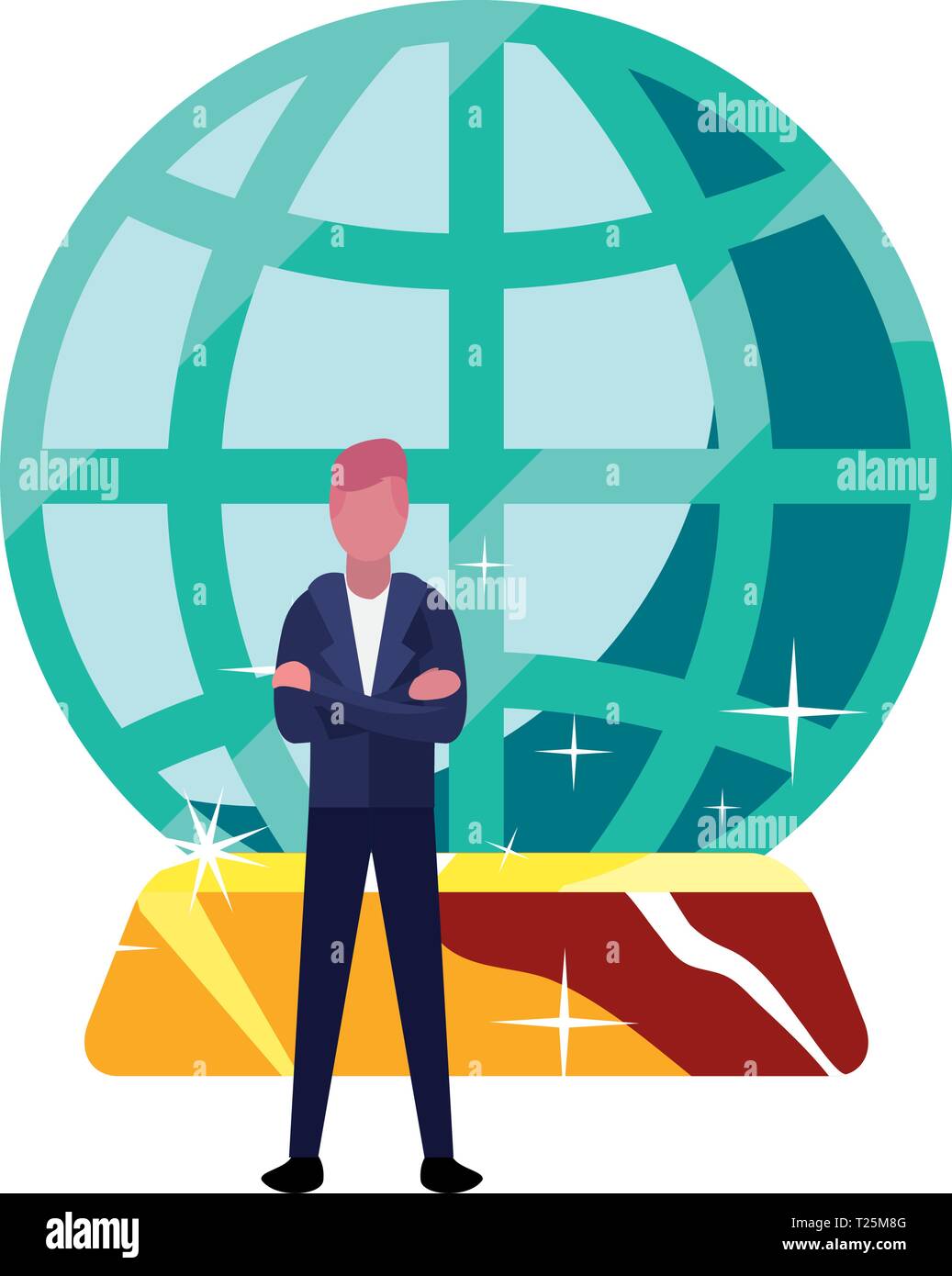 businessman gold bar world business vector illustration vector ...