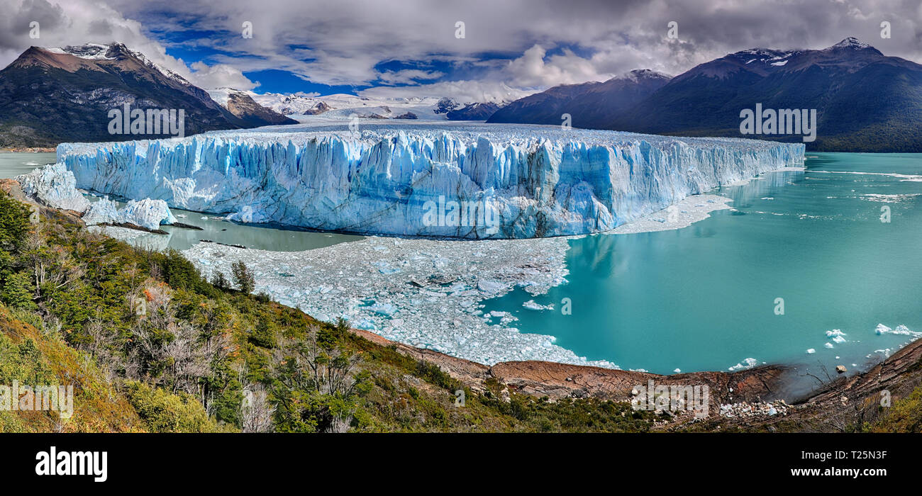 Perito Moreno Glacier at Los Glaciares National Park N.P. (Argentina) - HDR panorama 02 Stock Photo