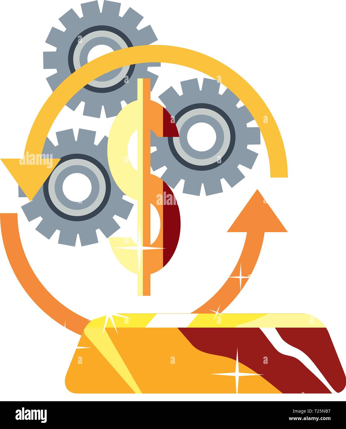 dollar money gold bar exchange gears vector illustration Stock Vector ...