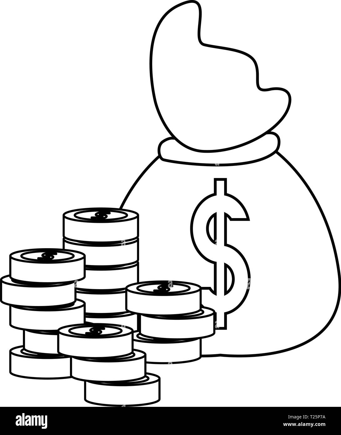 money bag coins stacked banking vector illustration Stock Vector Image