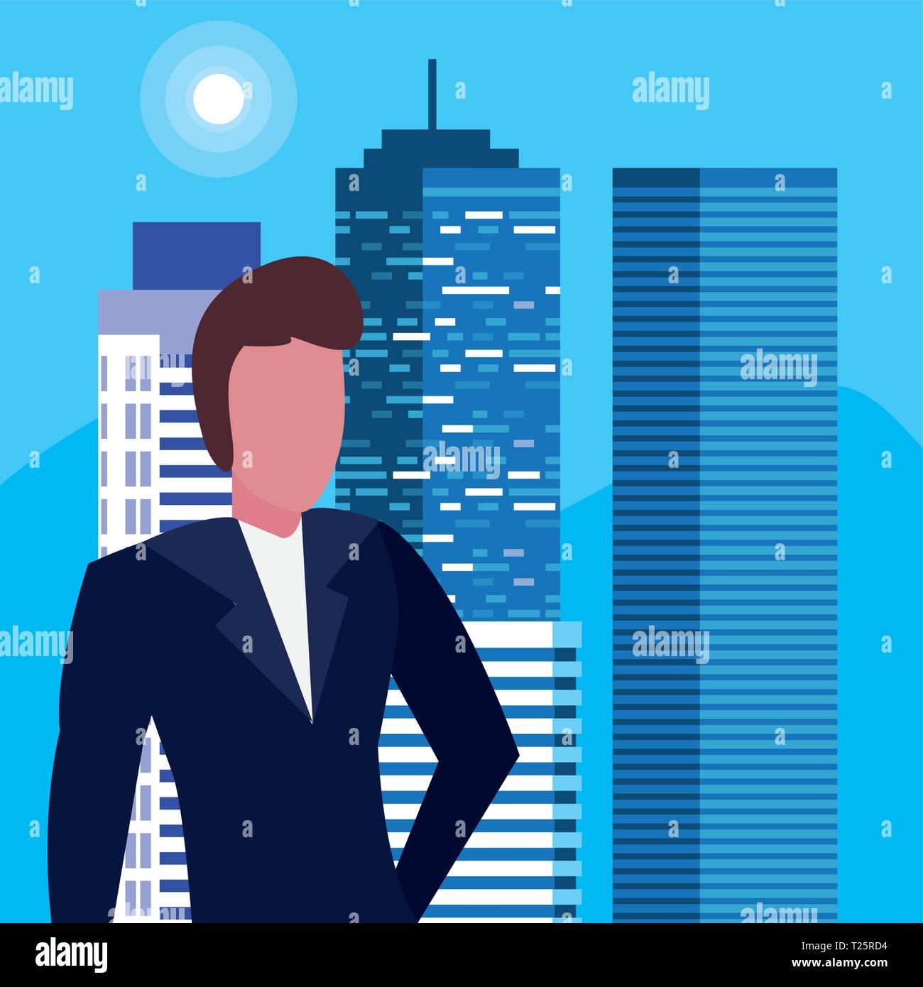 businessman urban building city background vector illustration Stock ...