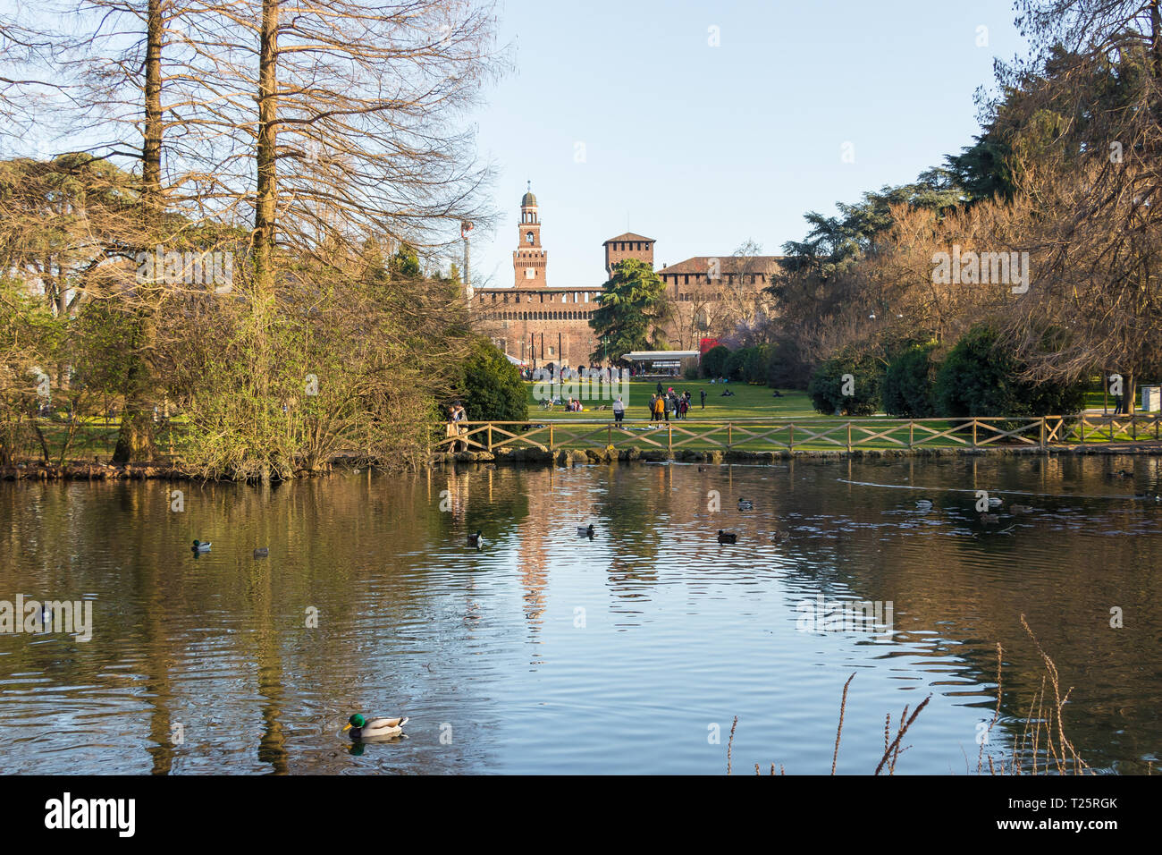Sempione Park is a large city park in Milan, Italy Stock Photo