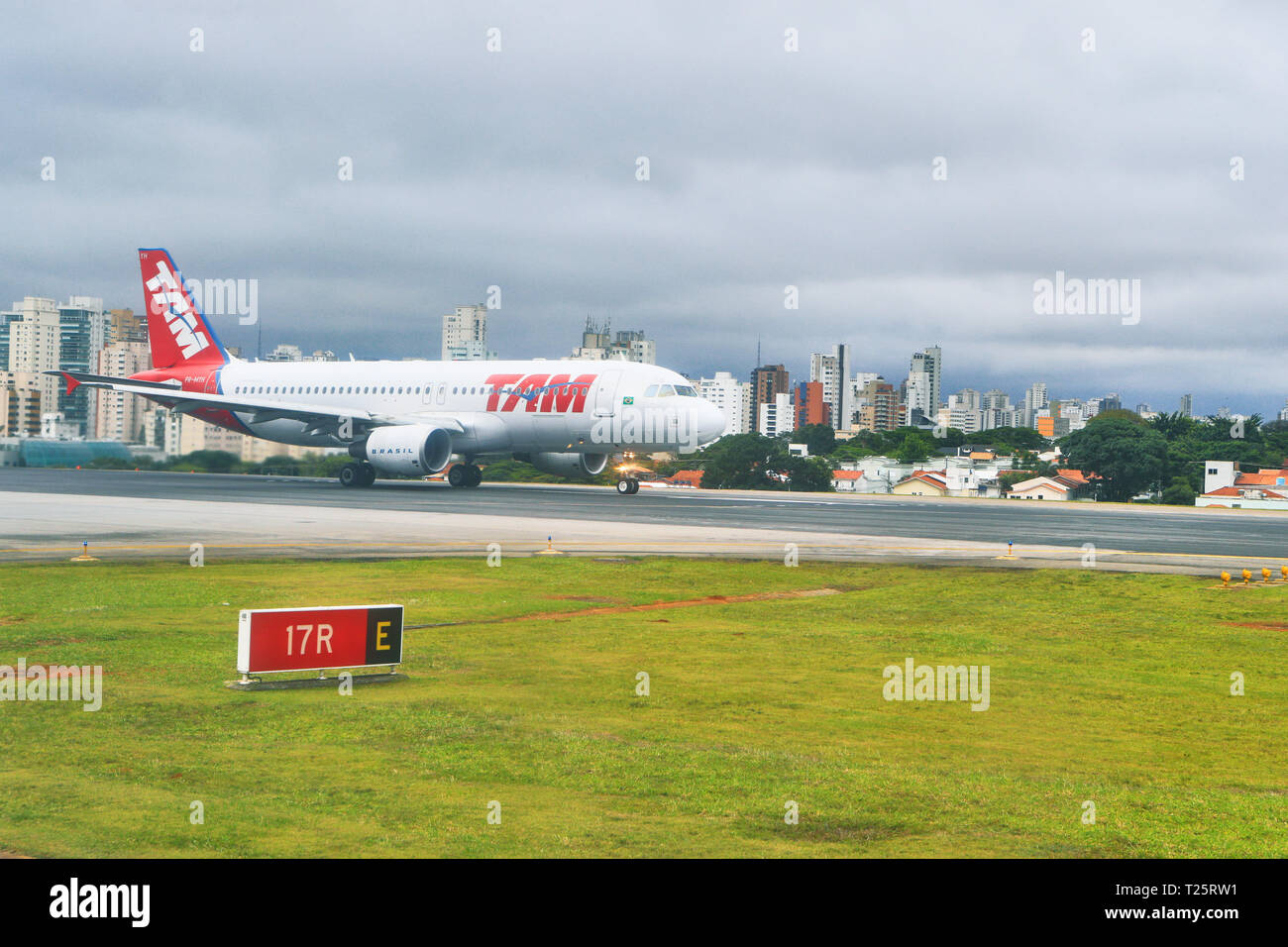 TAM airplane taking off. LATAM Airlines Brasil, formerly TAM Airlines. Sao Paulo. Brazil Stock Photo
