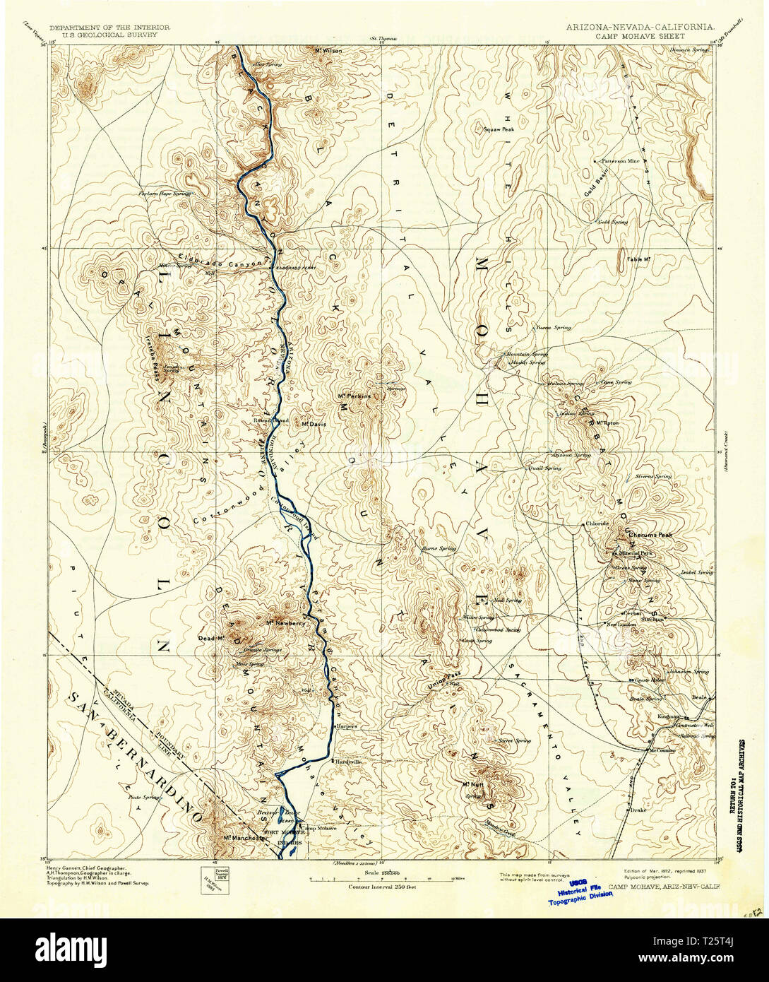 USGS TOPO Map Arizona AZ Camp Mohave 315439 1892 250000 Restoration
