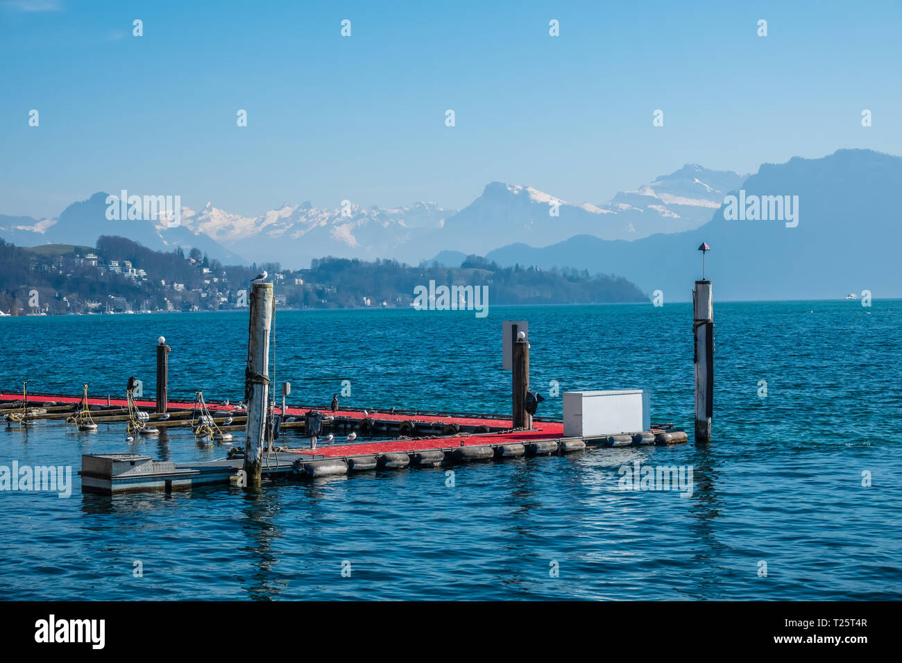 Scenic landscapes along the shores of Lake Lucerne (Vierwaldstattersee), Lucerne (Luzern), the largest city in Central Switzerland Stock Photo