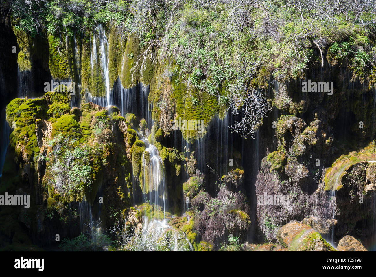 Yerkopru Waterfall and canyon on Ermenek River is located in a small town named Mut of Mersin province in Eastern Mediterranean region of Turkey. Stock Photo