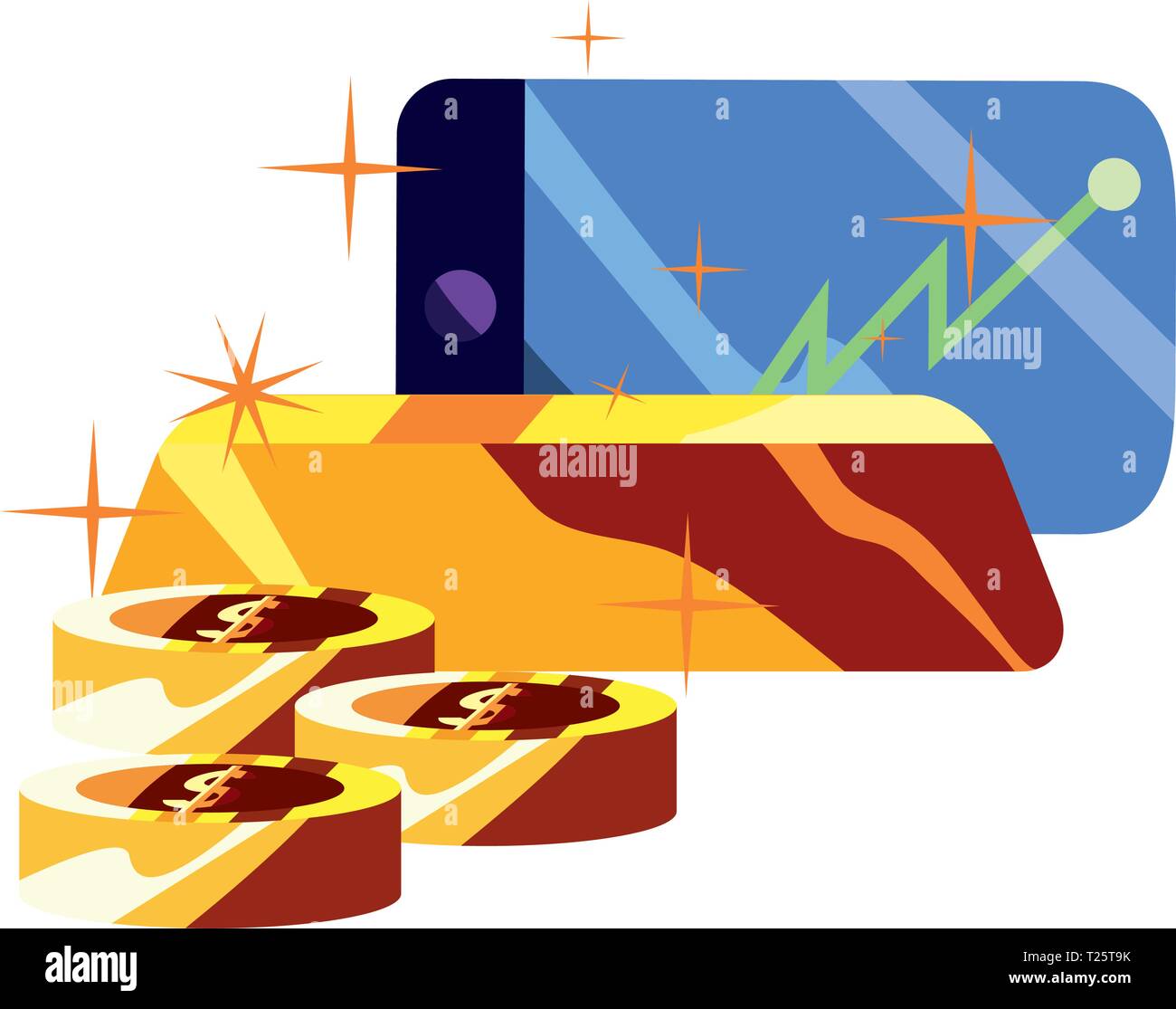 cellphone gold bar coins money business vector illustration Stock ...