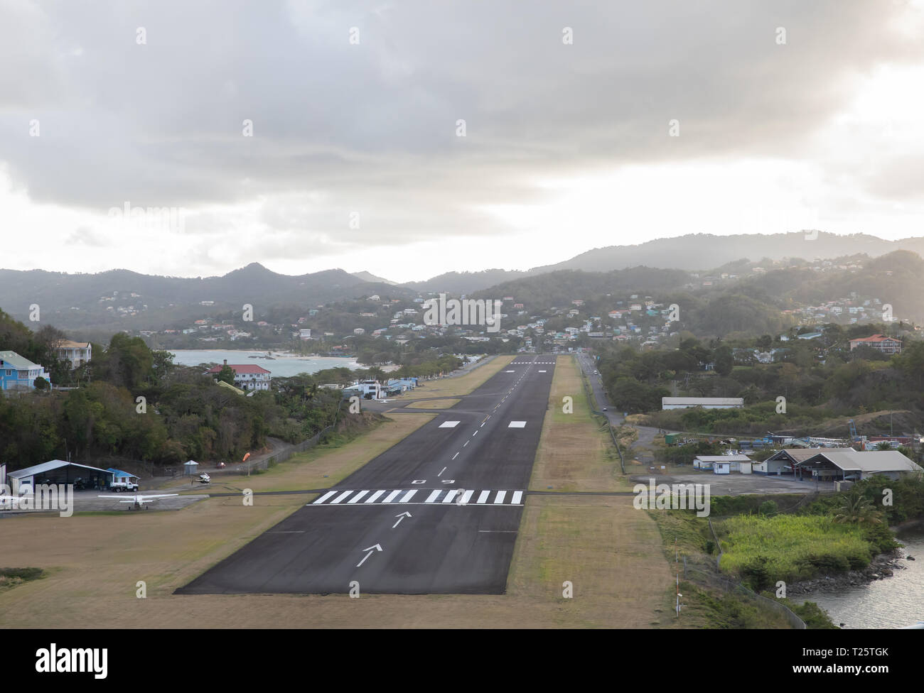 A view of the airport runway in St Lucia one of the Caribbean Islands