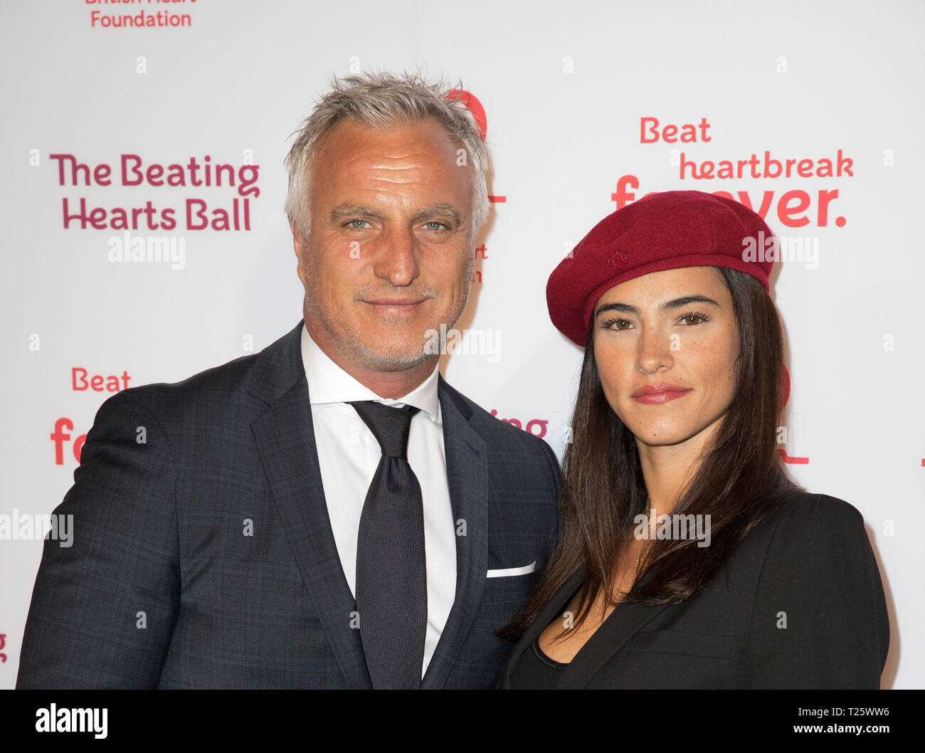 Guests attend annual ball to celebrate the British Heart Foundation's National Heart Month  Featuring: David Ginola, Maeva Denat Where: London, United Kingdom When: 27 Feb 2019 Credit: Phil Lewis/WENN.com Stock Photo