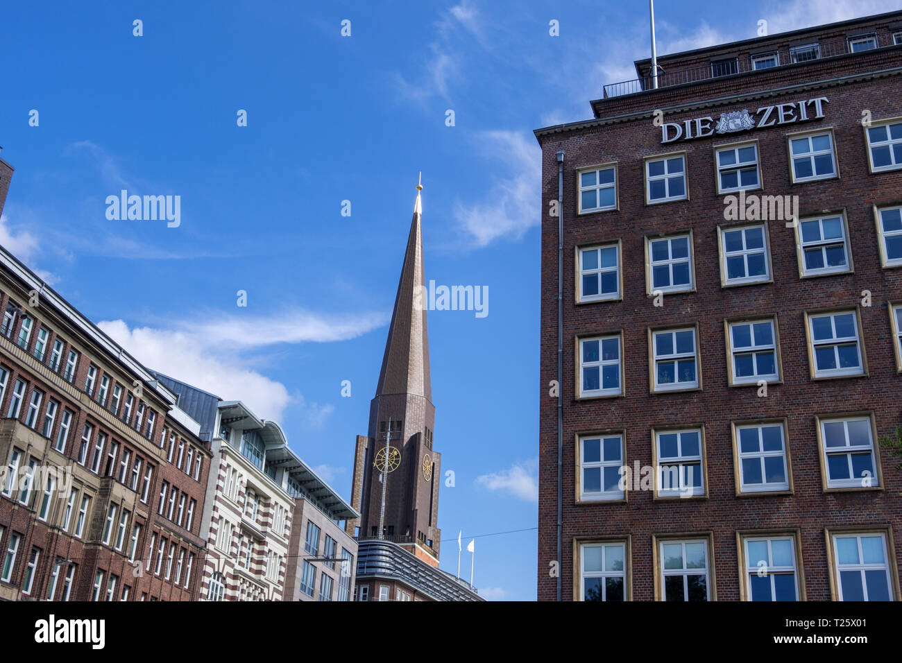 Hamburg, Germany - September 04, 2018: The main office building of a newspaper DIE ZEIT at the Domplatz in Hamburg, Germany. Stock Photo