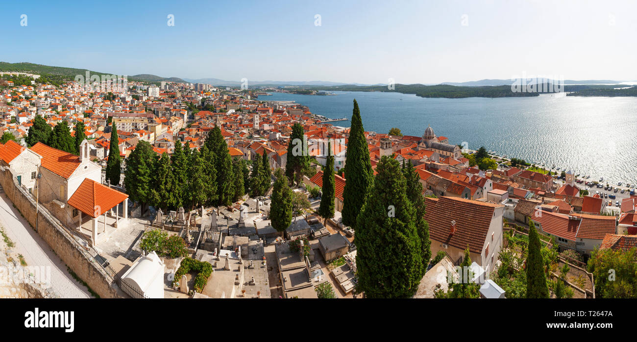 Croatia, Dalmatia, Sibenik, View from Fortress to old town Stock Photo