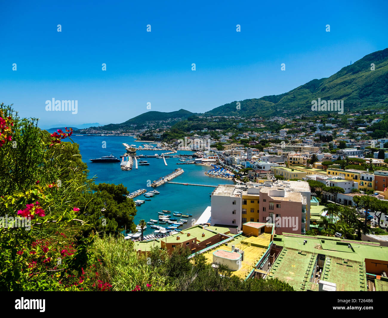 Italy, Campagnia, Ischia, View of the bay of Lacco Ameno, Stock Photo